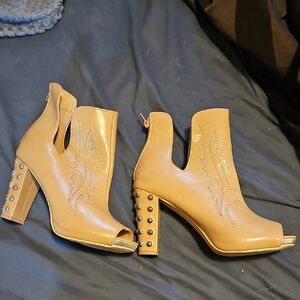 Stay Fly Studded Tan Ankle Boots